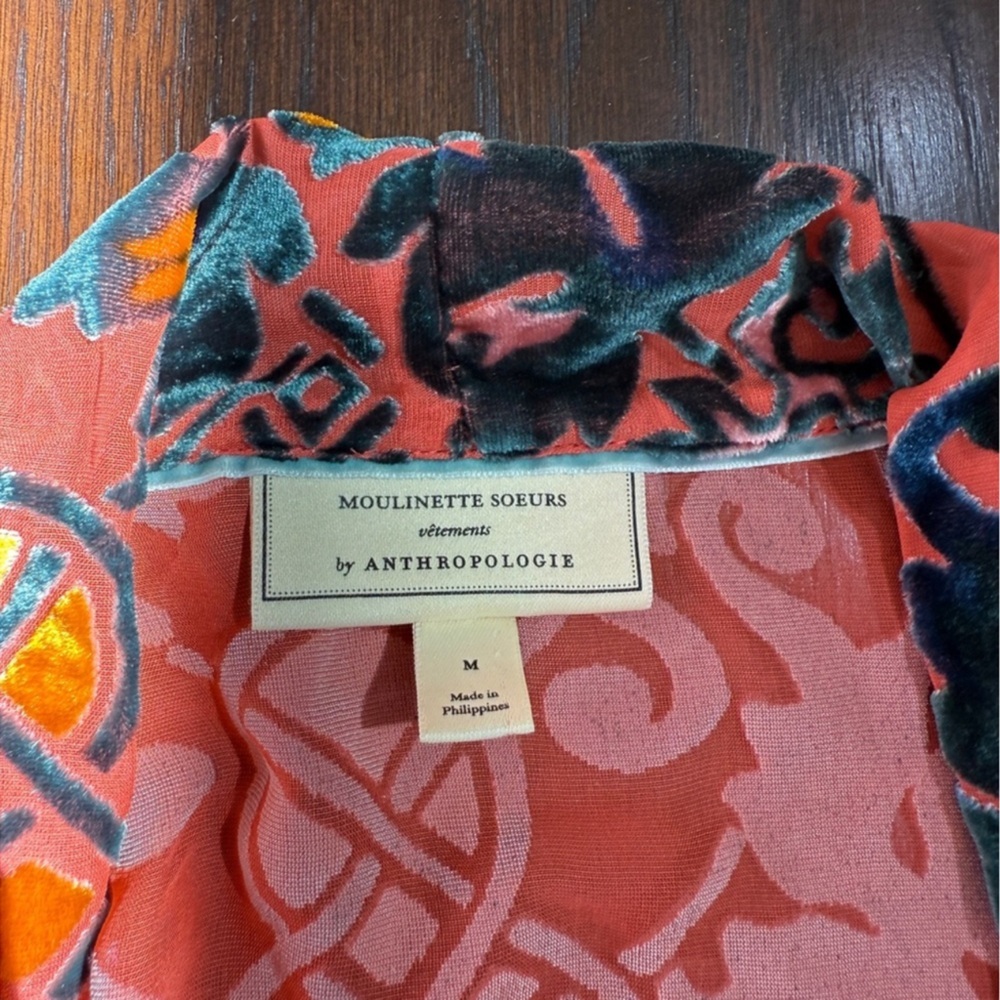 Nwot‎ Anthropologie Velvet Patchwork Wrap Top by Moulinette Soeurs - Picture 11 of 12